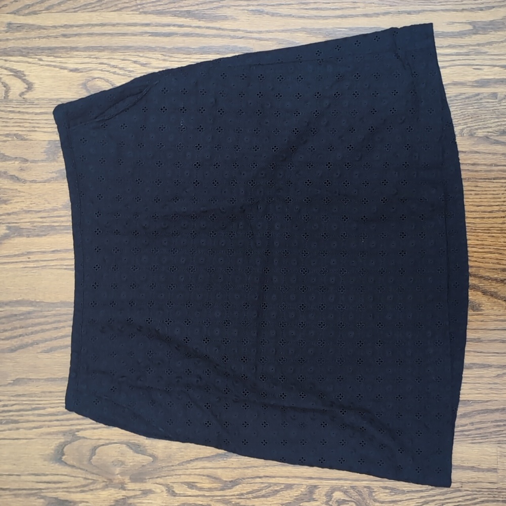L. L Bean Navy Cotton Skirt 10 petite